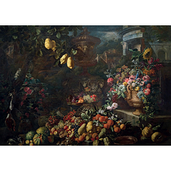 Carte postale Brueghel Ruoppolo - Nature morte aux fruits et aux fleurs