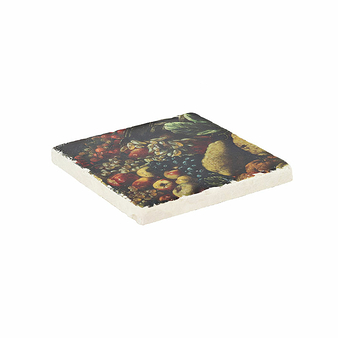 Dessous de verre en marbre Brueghel / Ruoppolo - Nature morte aux fruits et aux fleurs, 1680-1685