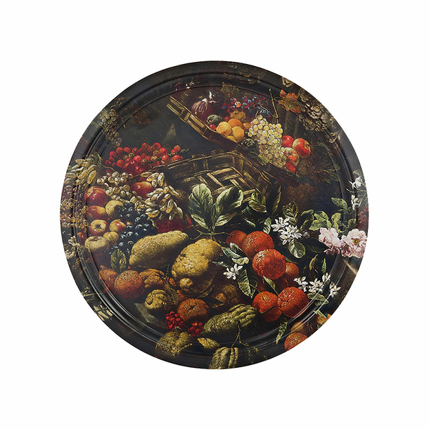 Plateau Brueghel / Ruoppolo - Nature morte aux fruits et aux fleurs, 1680-1685 - Ø31cm