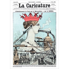 Carte postale Robida - L'Embellissement de Paris par le Métropolitain