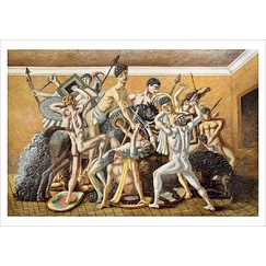 Postcard Giorgio De Chirico - The fight, 1928