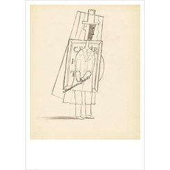 Carte postale Pablo Picasso - Étude pour le ballet Parade : un manager musicien et son instrument de musique