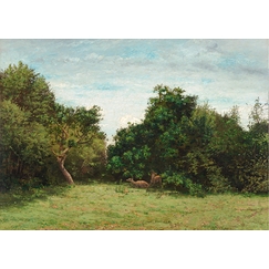 Postcard Antoine Chintreuil - The deer grove, between 1814 and 1873
