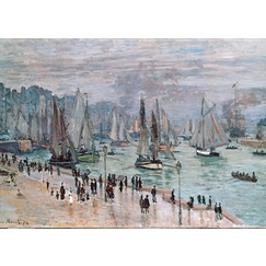 Carte postale Claude Monet - Le Havre, Bâteaux de pêche sortant du Port, 1874