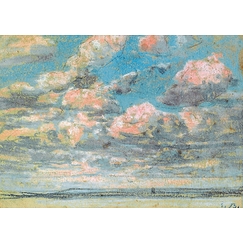 Carte postale Eugène Boudin - Ciel bleu, nuages blancs, vers 1854-1859
