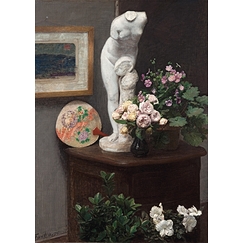 Postcard Henri Fantin-Latour - Flowers and various objects, 1874