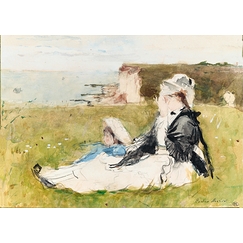 Carte postale Berthe Morisot - Sur la falaise, 1873