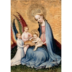 Carte postale De Saint Laurent - Vierge et l'Enfant dans un jardin de paradis