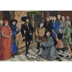 Postcard Rogier Van der Weyden - Chronicles of Hainaut, Frontispiece of volume I: Ph